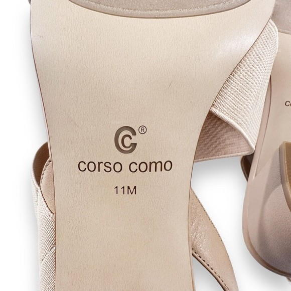 Corso Como Sandals Dress Shoe Size 11 Hally 2 Slingback Tan Nude Leather Neutral - Picture 10 of 11